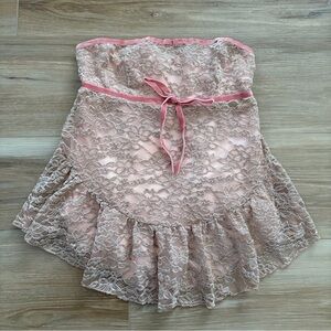 Pink Lace Strapless tube top